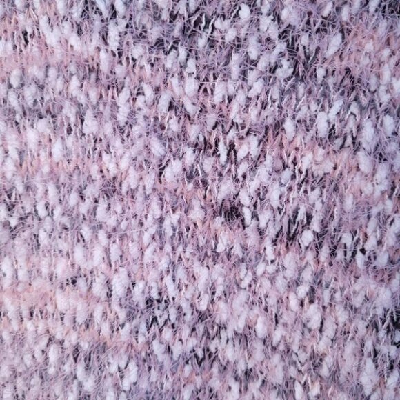 SO Pink & White Fuzzy Eyelash V-Neck Sweater Size Medium - Picture 6 of 11